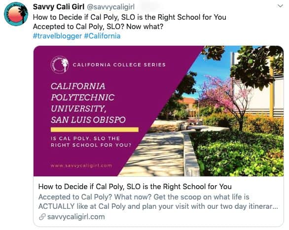 Tweet to Promote Your Blog Post, Cal Poly Example