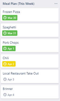 Weekly Meal Plan with Trello