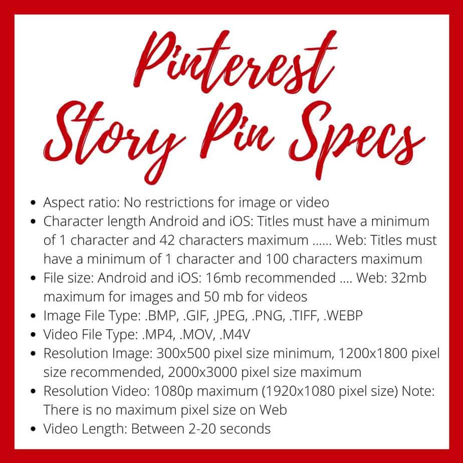 Pinterest Specifications Story Pin for Creating Video