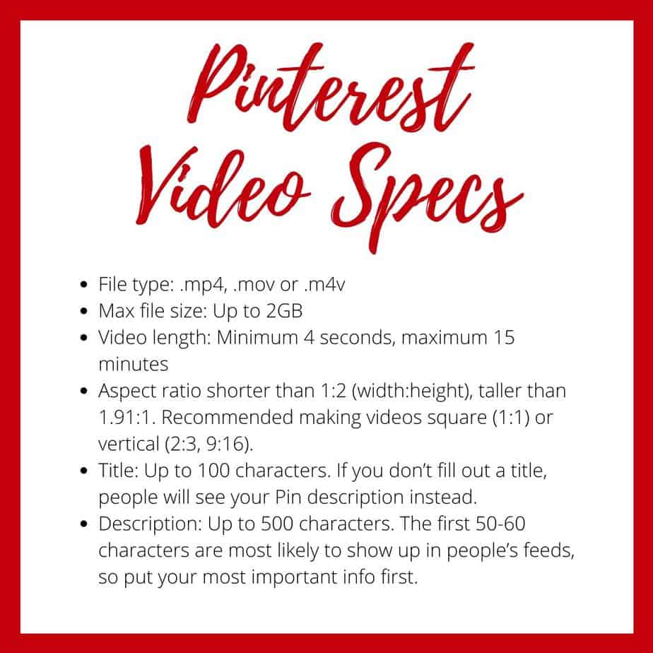 Pinterest Specifications for Creating Video