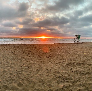 Beach Sunset Near Lifeguard Tower