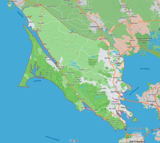 Google Map August 2021 Marin County Region By Google Maps