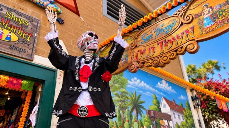 Day of the Dead skeleton in Old Town San Diego