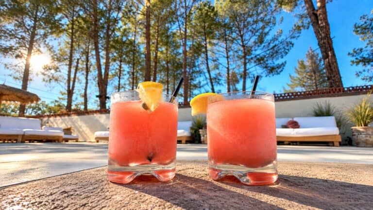 Poolside drinks at Jacumba Hot Springs Resort near San Diego